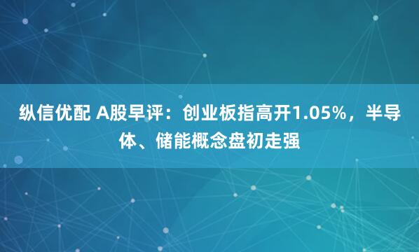 纵信优配 A股早评：创业板指高开1.05%，半导体、储能概念盘初走强