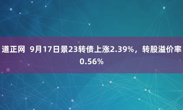 道正网  9月17日景23转债上涨2.39%，转股溢价率0.56%